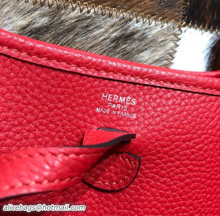 Luxury Classic Hermes Mini Evelyne 18cm in Calfskin H442104 Red