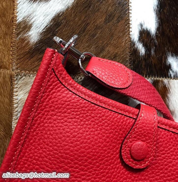 Luxury Classic Hermes Mini Evelyne 18cm in Calfskin H442104 Red