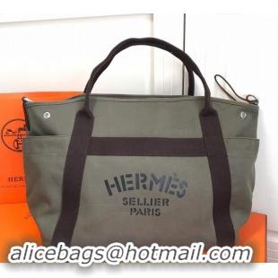 Luxury Hermes Vintage Cavalier Canvas Tote H442108 Grey