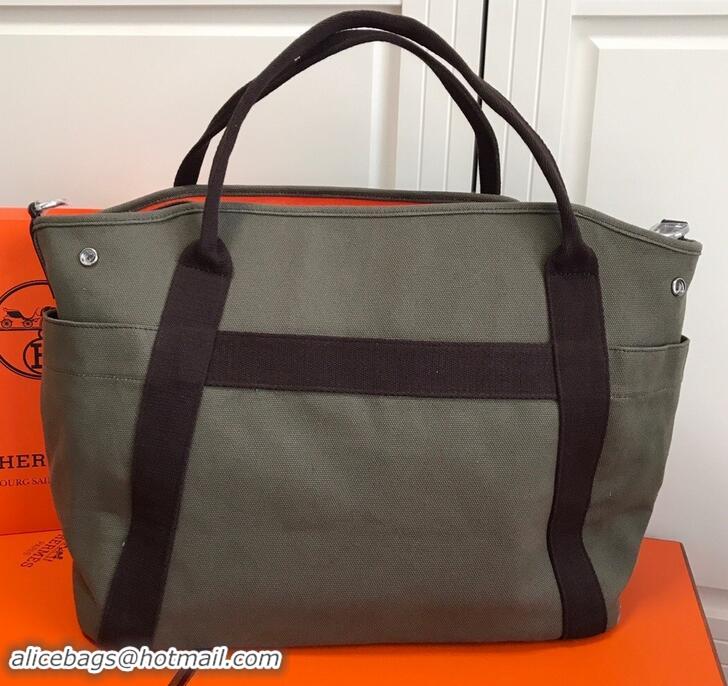 Luxury Hermes Vintage Cavalier Canvas Tote H442108 Grey