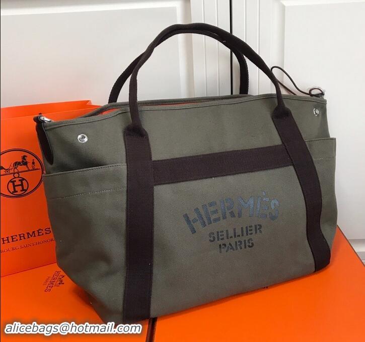 Luxury Hermes Vintage Cavalier Canvas Tote H442108 Grey