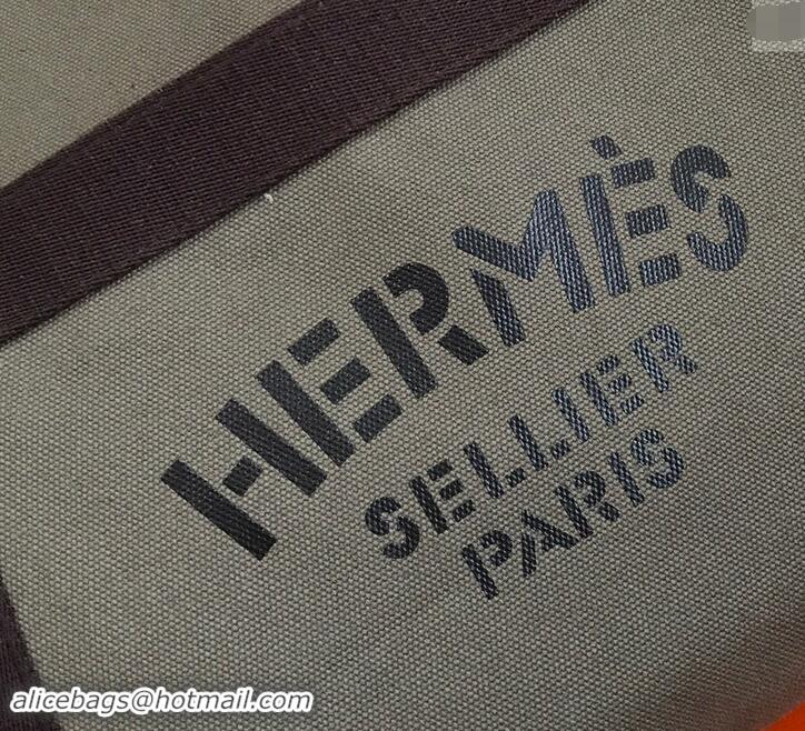 Luxury Hermes Vintage Cavalier Canvas Tote H442108 Grey