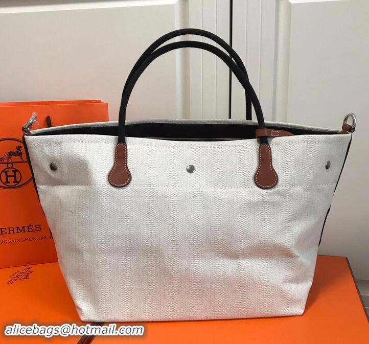 New Stylish Hermes Vintage Cavalier Canvas Tote H442108 White