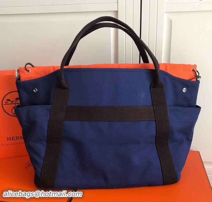 High Quality Hermes Vintage Cavalier Canvas Tote H442108 Navy Blue