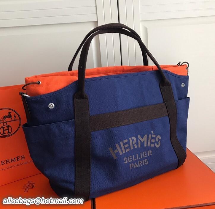 High Quality Hermes Vintage Cavalier Canvas Tote H442108 Navy Blue