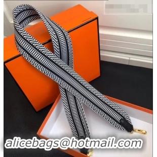 Luxury Hermes Stripes Wide Shoulder Strap with Gold Hardware H442110 Black/White