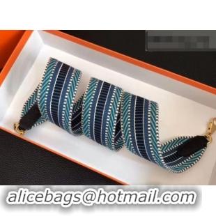 Top Design Hermes Stripes Wide Shoulder Strap with Gold Hardware H442110 Multicolor/Blue