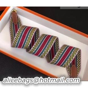 Grade Quality Hermes Stripes Wide Shoulder Strap with Gold Hardware H442110 Multicolor/Yellow/Red