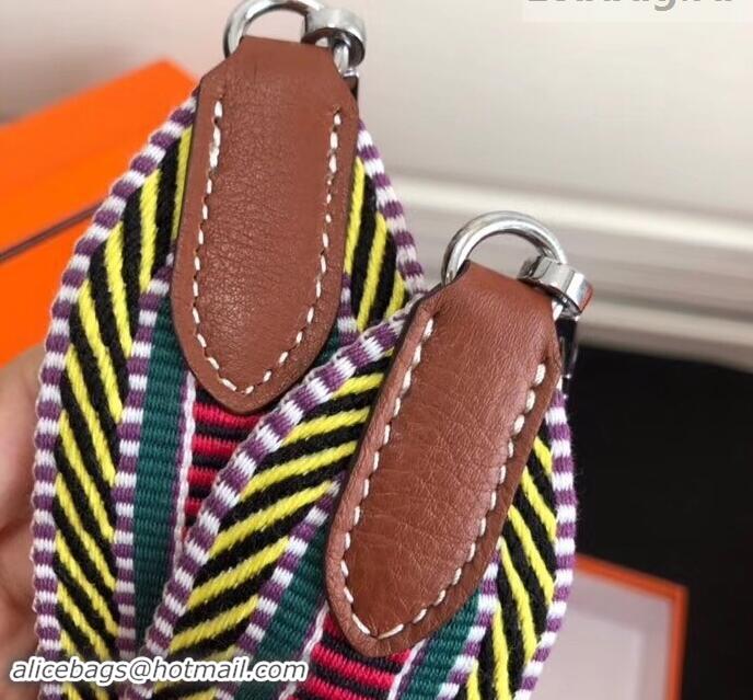 Stylish Hermes Stripes Wide Shoulder Strap with Silver Hardware H442110 Multicolor/Yellow/Red