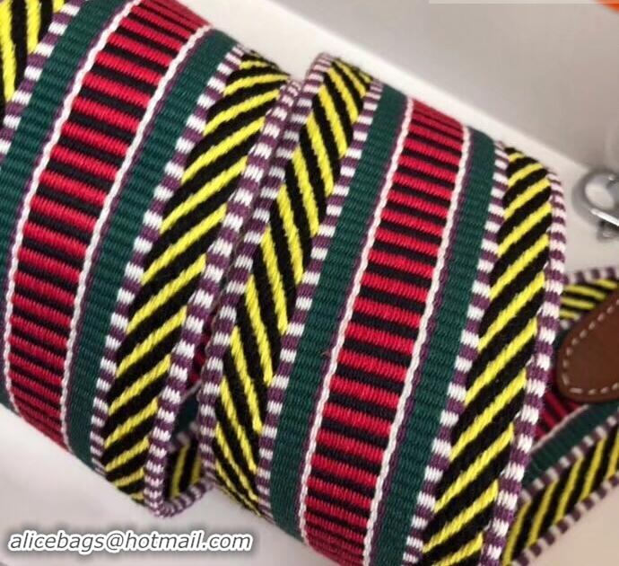 Stylish Hermes Stripes Wide Shoulder Strap with Silver Hardware H442110 Multicolor/Yellow/Red