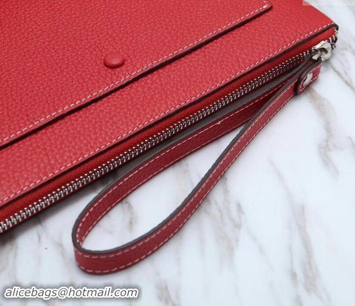 Good Product Hermes Calf Leather Zip Clutch H442111 Red