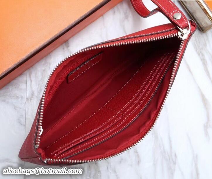 Good Product Hermes Calf Leather Zip Clutch H442111 Red