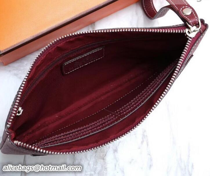 Best Price Hermes Calf Leather Zip Clutch H442111 Burgundy