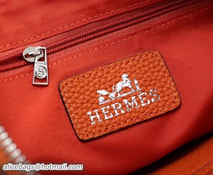 Top Grade Hermes Calf Leather Zip Clutch H442111 Orange