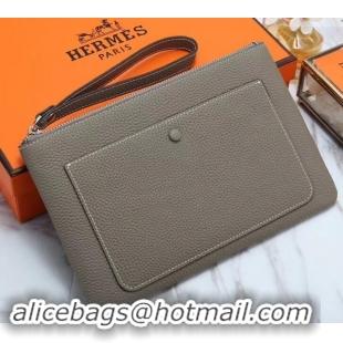 Popular Style Hermes Calf Leather Zip Clutch H442111 Grey