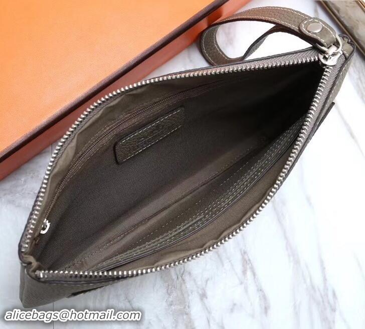 Popular Style Hermes Calf Leather Zip Clutch H442111 Grey