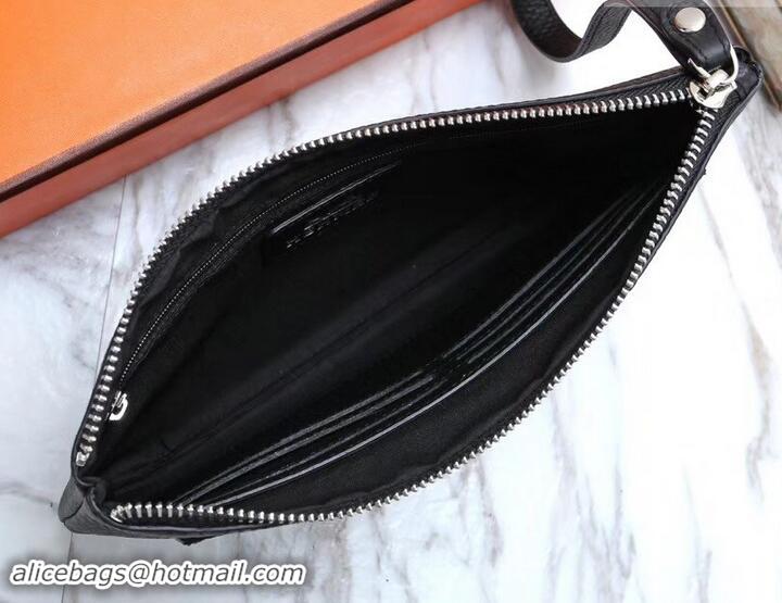 Fashion Hermes Calf Leather Zip Clutch H442111 Black