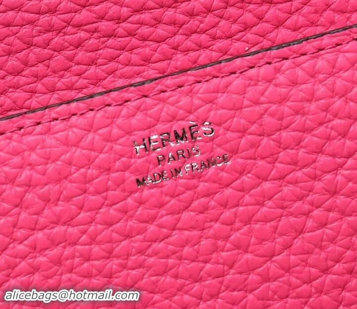 Sophisticated Hermes Grained Calf Leather Flap Clutch H442112 Pink/Dark Blue