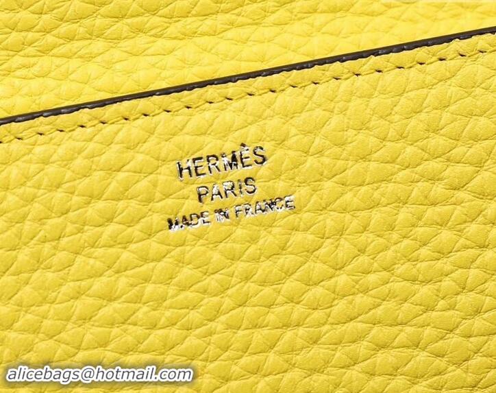 Good Looking Hermes Grained Calf Leather Flap Clutch H442112 Yellow/Blue