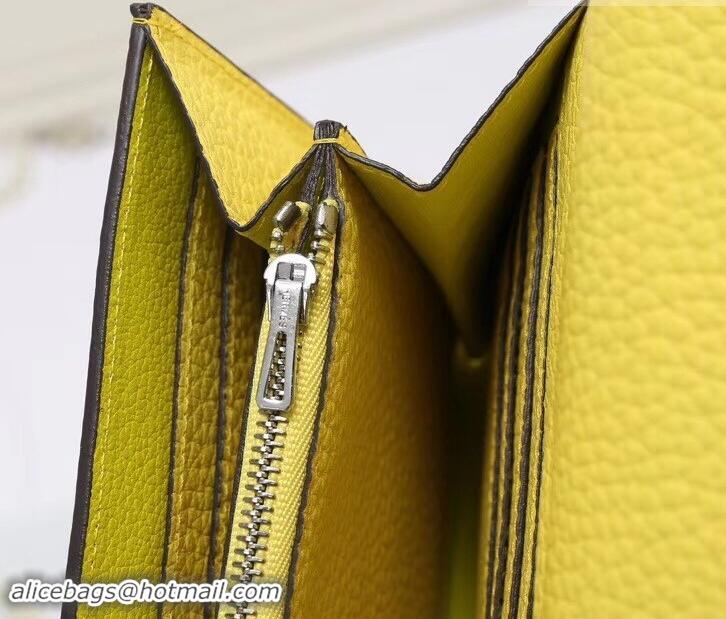 Good Looking Hermes Grained Calf Leather Flap Clutch H442112 Yellow/Blue