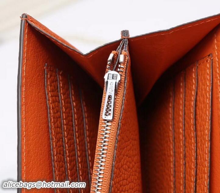 Discount Hermes Grained Calf Leather Flap Clutch H442112 Orange/Grey