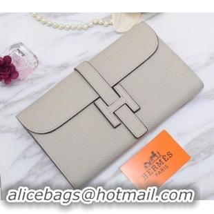 Classic Hermes Grained Calf Leather Elan 22 Clutch Bag H442114 Pale Grey