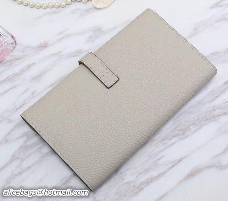 Classic Hermes Grained Calf Leather Elan 22 Clutch Bag H442114 Pale Grey