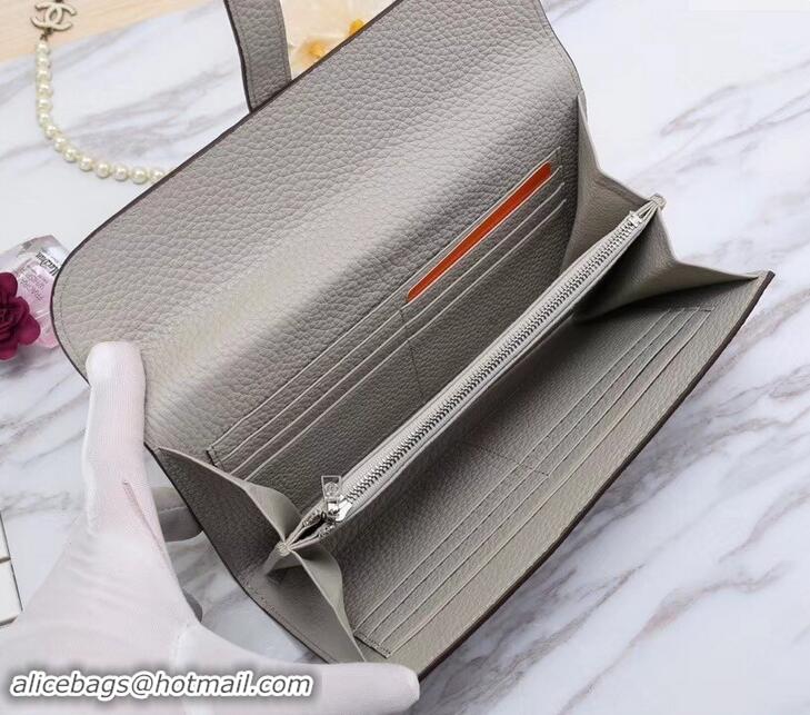 Classic Hermes Grained Calf Leather Elan 22 Clutch Bag H442114 Pale Grey