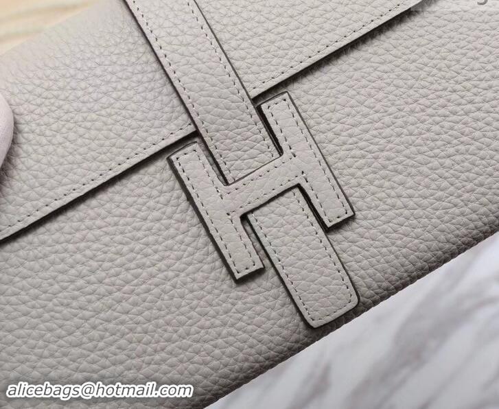 Classic Hermes Grained Calf Leather Elan 22 Clutch Bag H442114 Pale Grey