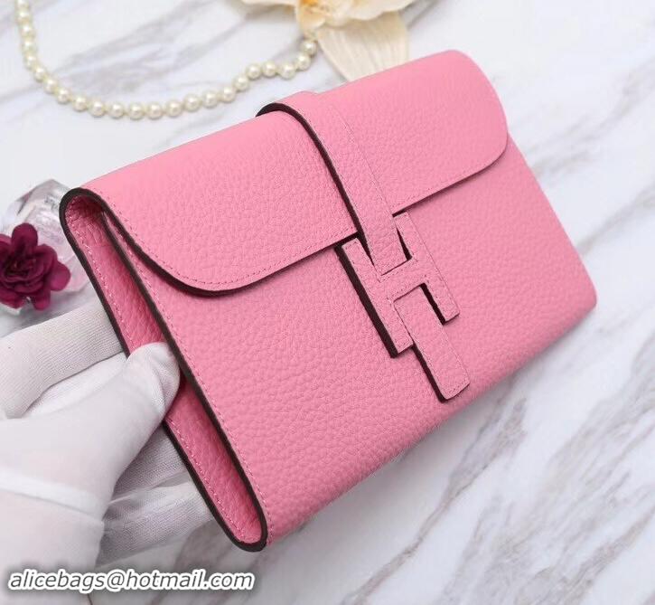 Unique Style Hermes Grained Calf Leather Elan 22 Clutch Bag H442114 Pink