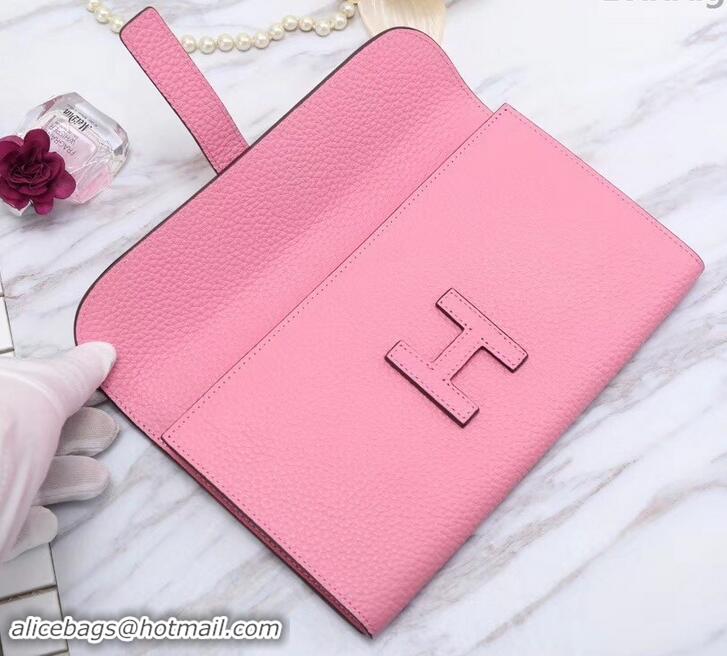 Unique Style Hermes Grained Calf Leather Elan 22 Clutch Bag H442114 Pink