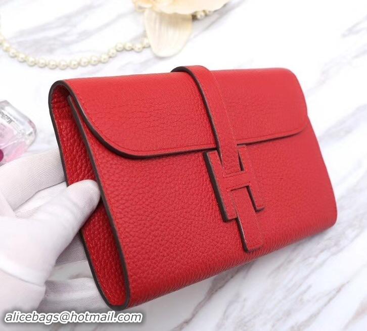 Discount Hermes Grained Calf Leather Elan 22 Clutch Bag H442114 Dark Red