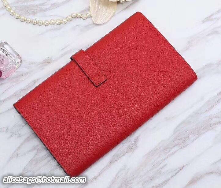 Discount Hermes Grained Calf Leather Elan 22 Clutch Bag H442114 Dark Red