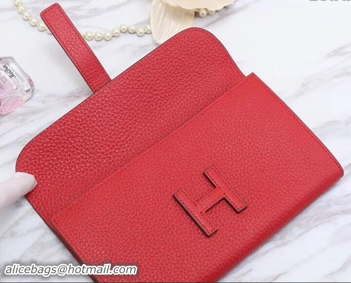 Discount Hermes Grained Calf Leather Elan 22 Clutch Bag H442114 Dark Red