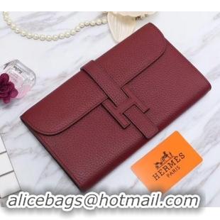 Pretty Style Hermes Grained Calf Leather Elan 22 Clutch Bag H442114 Burgundy