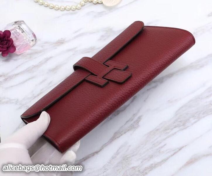 Pretty Style Hermes Grained Calf Leather Elan 22 Clutch Bag H442114 Burgundy