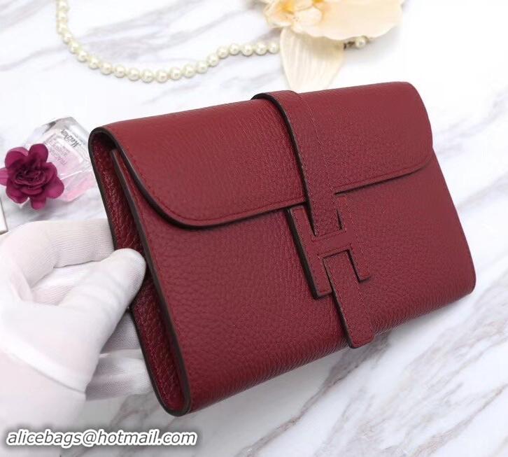 Pretty Style Hermes Grained Calf Leather Elan 22 Clutch Bag H442114 Burgundy