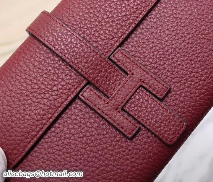 Pretty Style Hermes Grained Calf Leather Elan 22 Clutch Bag H442114 Burgundy