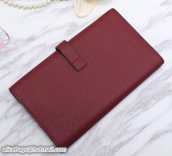 Pretty Style Hermes Grained Calf Leather Elan 22 Clutch Bag H442114 Burgundy