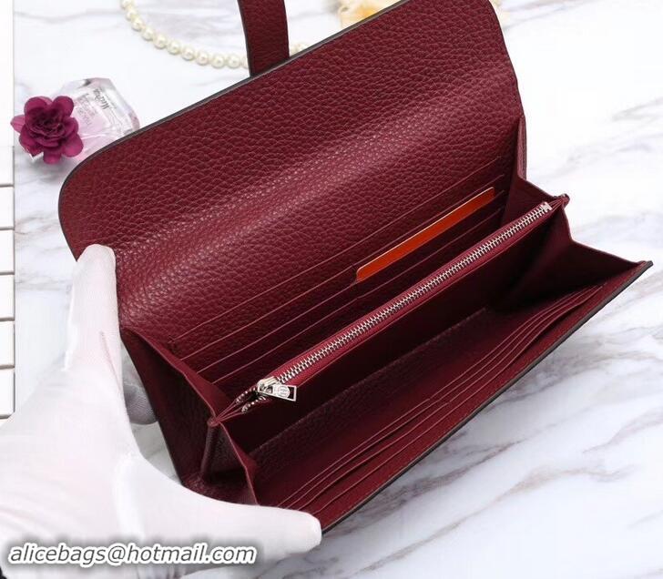 Pretty Style Hermes Grained Calf Leather Elan 22 Clutch Bag H442114 Burgundy