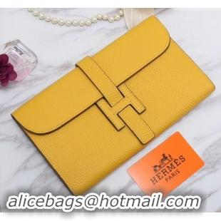 Fashion Hermes Grained Calf Leather Elan 22 Clutch Bag H442114 Yellow