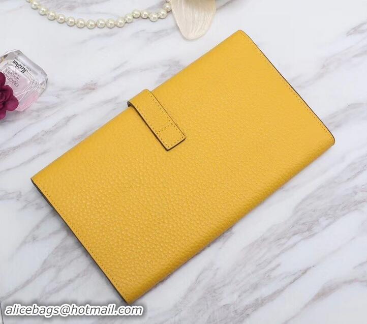 Fashion Hermes Grained Calf Leather Elan 22 Clutch Bag H442114 Yellow