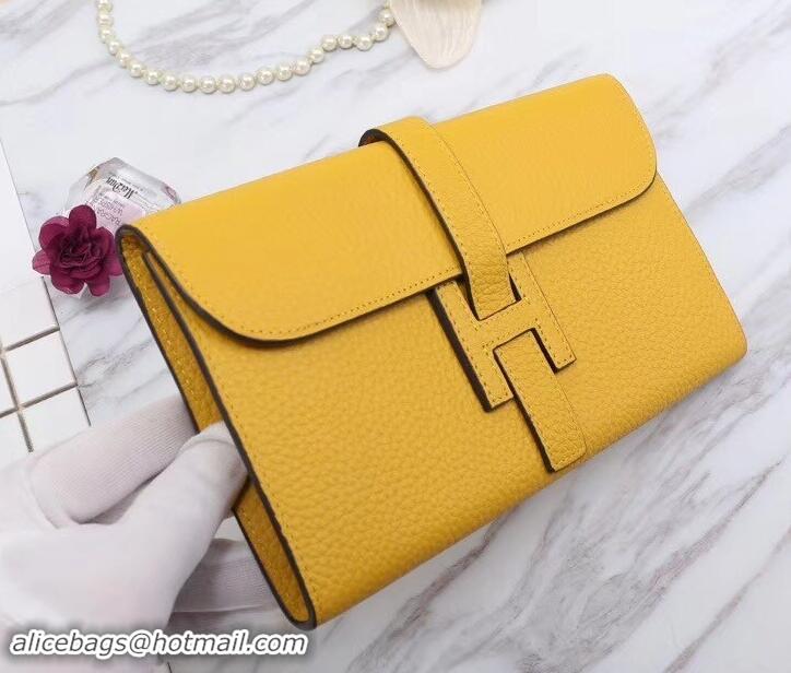 Fashion Hermes Grained Calf Leather Elan 22 Clutch Bag H442114 Yellow