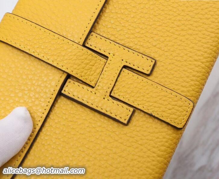 Fashion Hermes Grained Calf Leather Elan 22 Clutch Bag H442114 Yellow