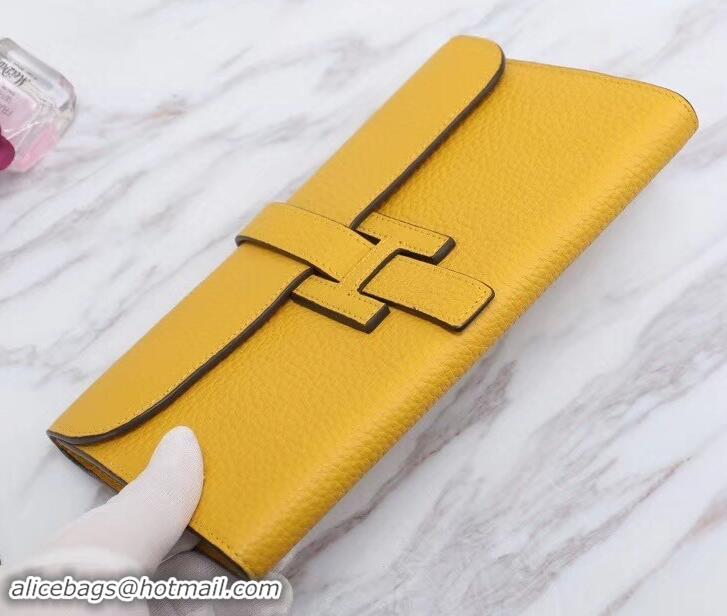 Fashion Hermes Grained Calf Leather Elan 22 Clutch Bag H442114 Yellow