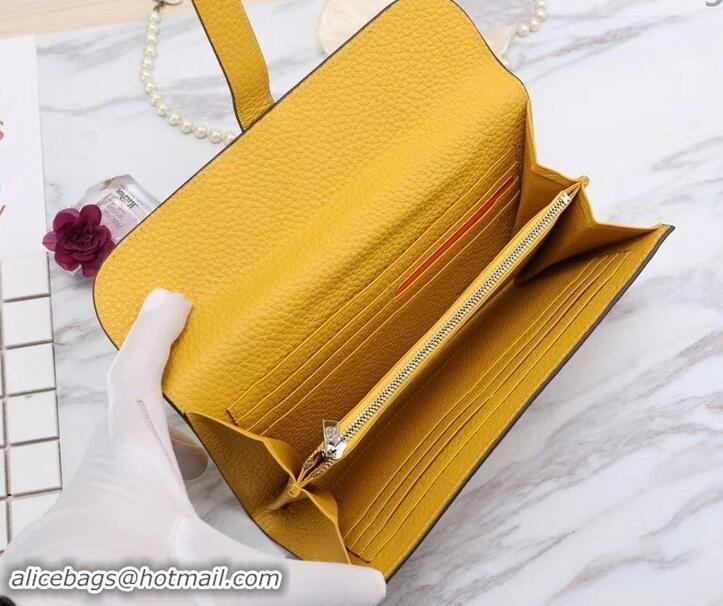 Fashion Hermes Grained Calf Leather Elan 22 Clutch Bag H442114 Yellow