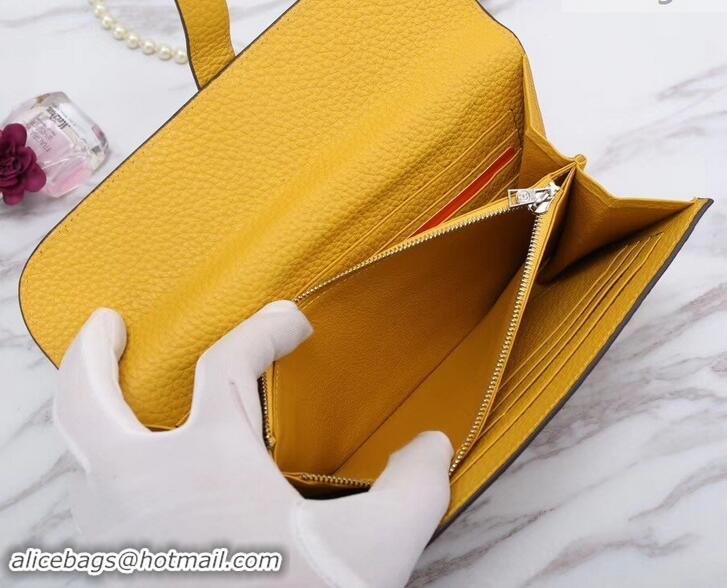 Fashion Hermes Grained Calf Leather Elan 22 Clutch Bag H442114 Yellow