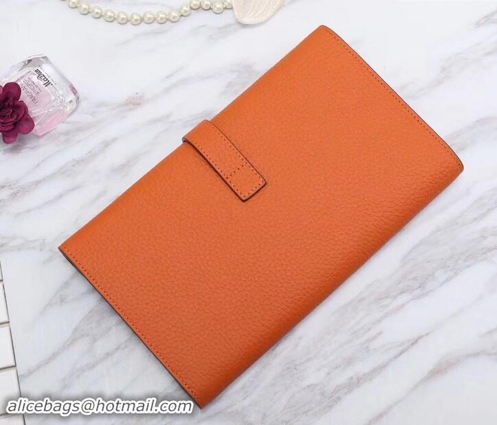 Discount Hermes Grained Calf Leather Elan 22 Clutch Bag H442114 Orange