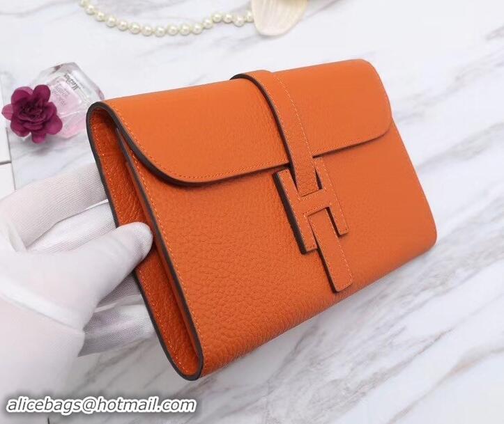 Discount Hermes Grained Calf Leather Elan 22 Clutch Bag H442114 Orange