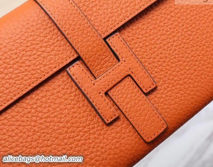 Discount Hermes Grained Calf Leather Elan 22 Clutch Bag H442114 Orange